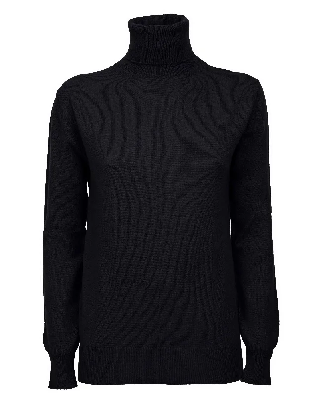 NEW FALL 24 - Women's Pure Cashmere Turtleneck Sweater Black by Monticelli Cashmere NEW FALL 24 - Women's Pure Cashmere Turtleneck Sweater Black by Monticelli Cashmere