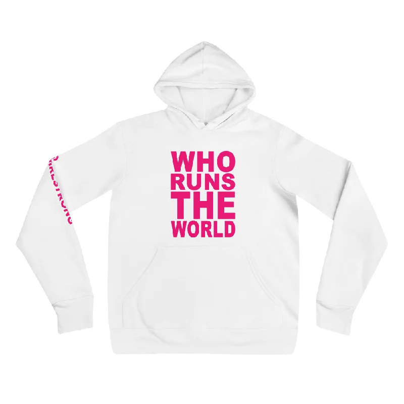 EVERYDAY FLEECE, COZY CHIC HOODIE WHITE - WHO RUNS THE WORLD