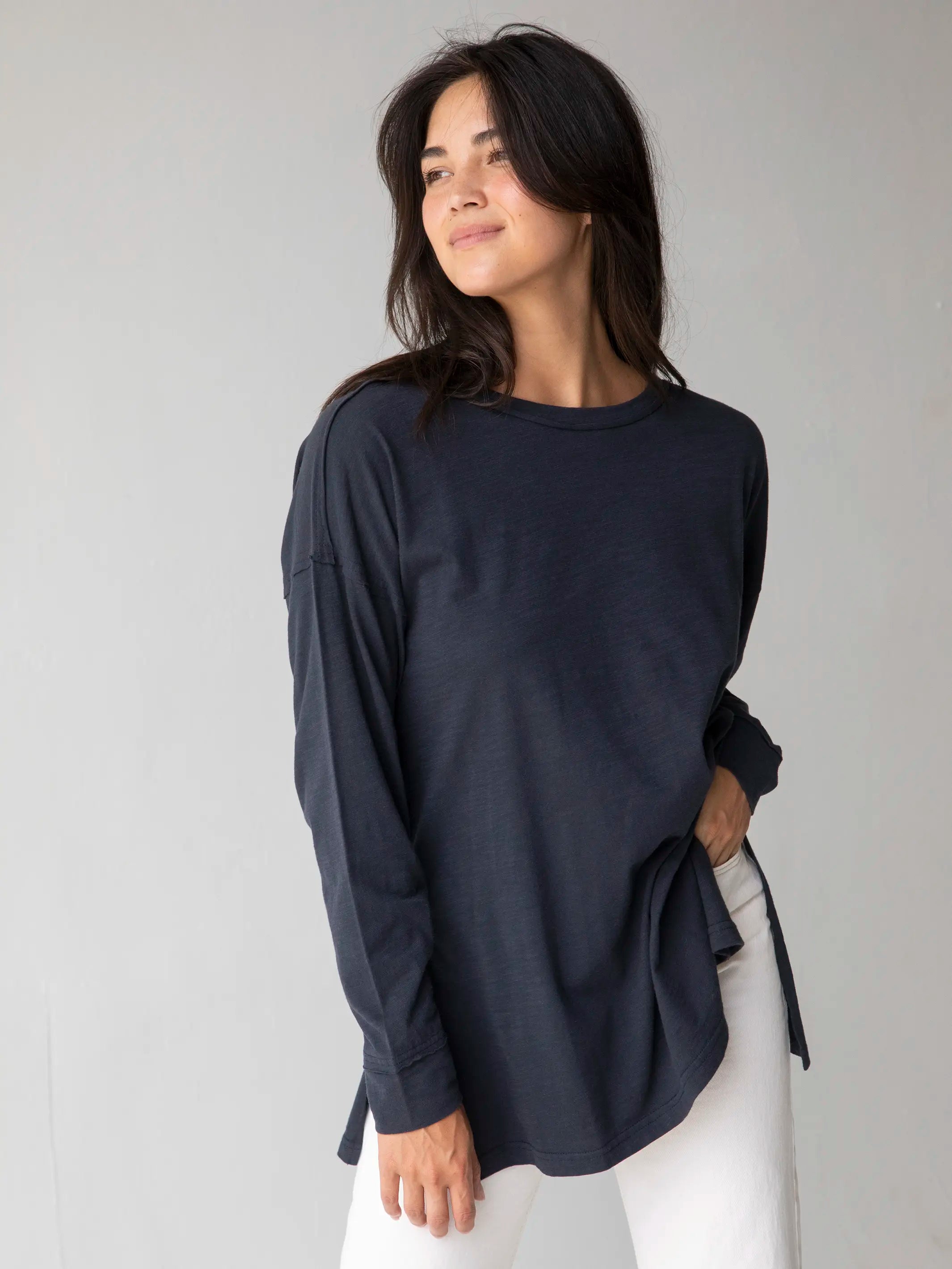 Hang Around Cotton Tunic - Dark Navy