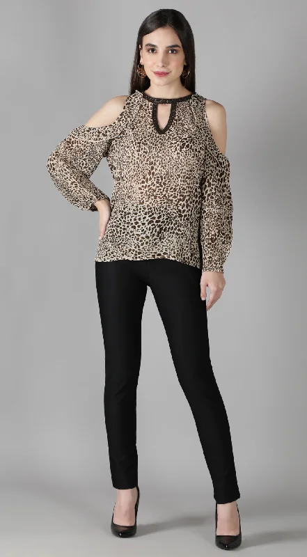 Animal Print Cut Out Top