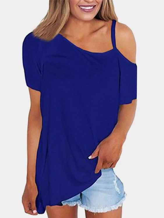 OEM ODM One Shoulder Short Sleeve Blue T-Shirts