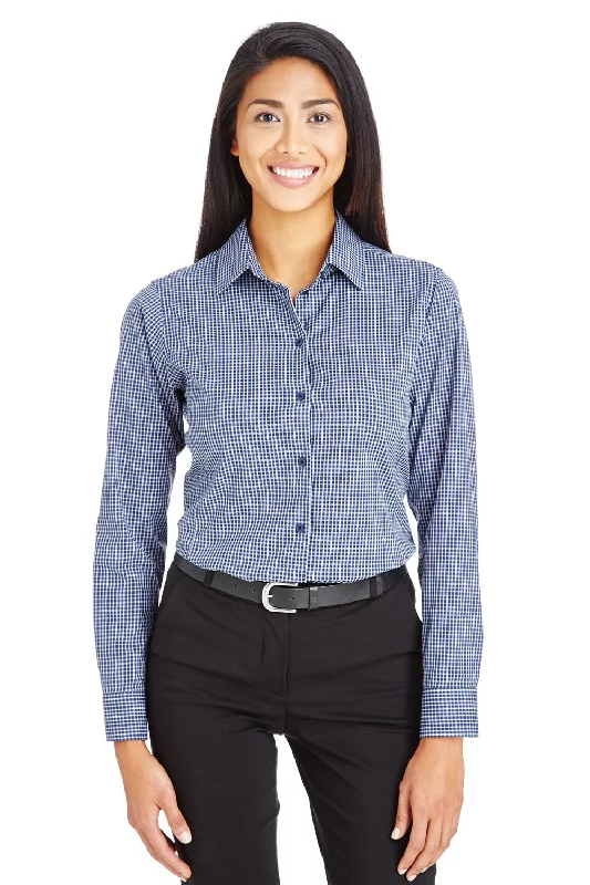 Devon & Jones Womens CrownLux Performance Moisture Wicking Long Sleeve Button Down Shirt - Navy Blue Devon & Jones Womens CrownLux Performance Moisture Wicking Long Sleeve Button Down Shirt - Navy Blue